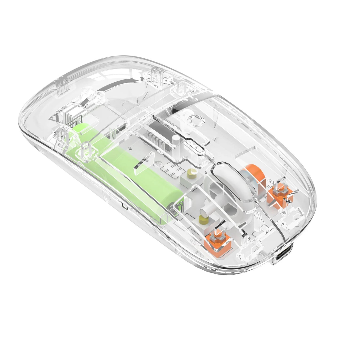 New Transparent Wireless + Bluetooth Dual-Mode Rechargeable Mouse