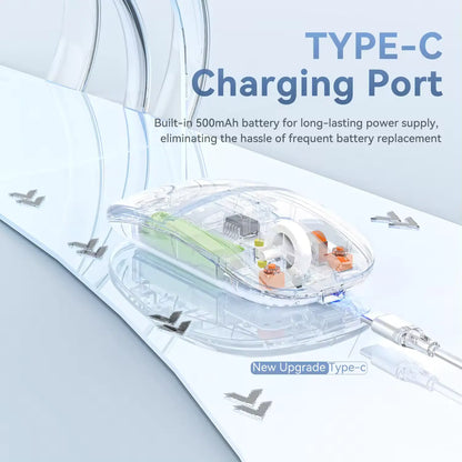 New Transparent Wireless + Bluetooth Dual-Mode Rechargeable Mouse